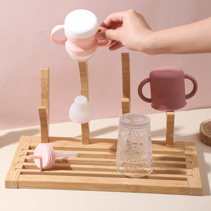 Bamboo Feeding Bottle Rack