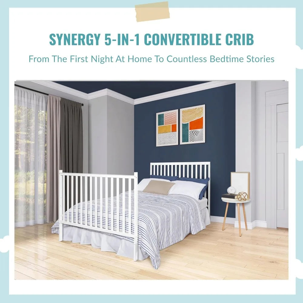 Wooden 5-in-1 Convertible Crib