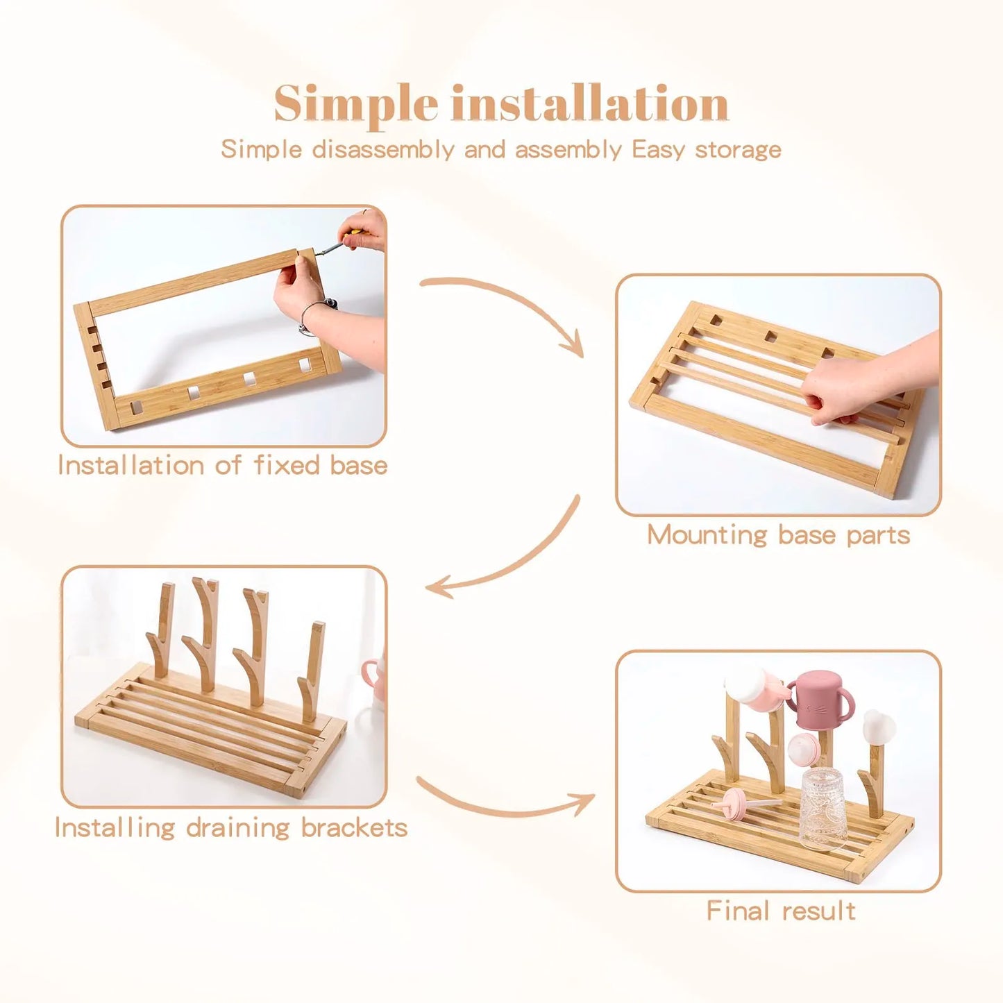 Bamboo Feeding Bottle Rack