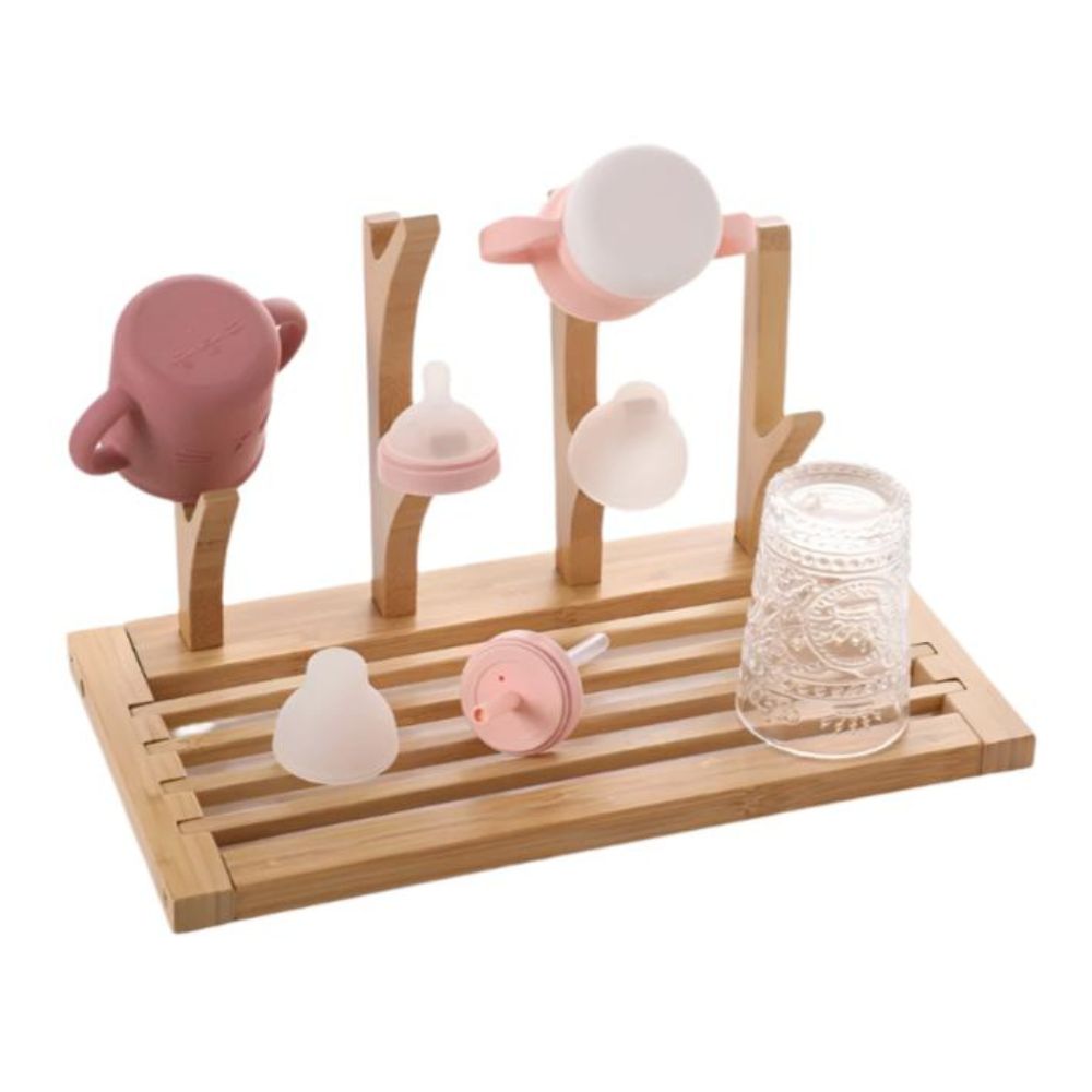 Bamboo Feeding Bottle Rack